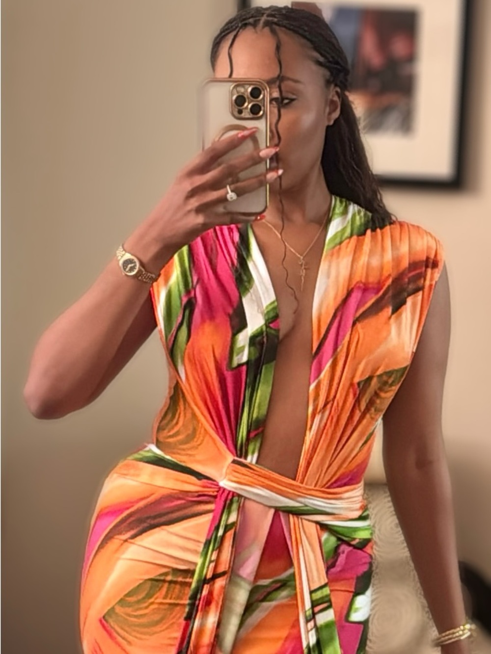 Vibrant  Tropical Print Maxi Dress